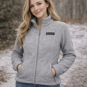Columbia Gray Full Zip Fleece Jacket Women’s XS Lightweight Outdoor